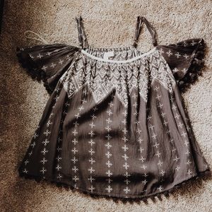 Cute Brown and Cream off the shoulder top